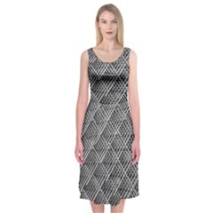 Grid Wire Mesh Stainless Rods Rods Raster Midi Sleeveless Dress