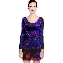 Grunge Abstract Long Sleeve Velvet Bodycon Dress