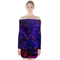 Grunge Abstract Long Sleeve Off Shoulder Dress