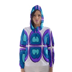 Light Blue Heart Images Hooded Wind Breaker (women)