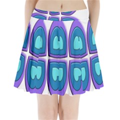 Light Blue Heart Images Pleated Mini Skirt