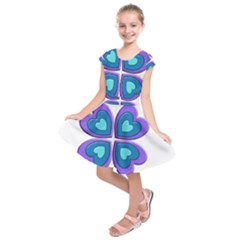 Light Blue Heart Images Kids  Short Sleeve Dress