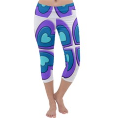 Light Blue Heart Images Capri Yoga Leggings