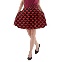 Love Pattern Hearts Background A-line Pocket Skirt