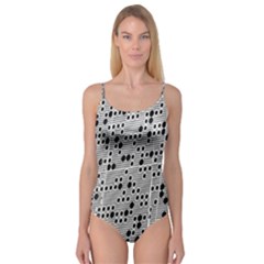 Metal Background Round Holes Camisole Leotard 