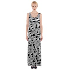 Metal Background Round Holes Maxi Thigh Split Dress