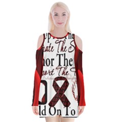 Sickle Cell Is Me Velvet Long Sleeve Shoulder Cutout Dress