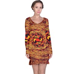 Orange Seamless Psychedelic Pattern Long Sleeve Nightdress