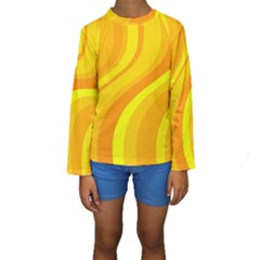 Orange Yellow Background Kids  Long Sleeve Swimwear