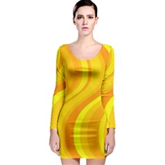 Orange Yellow Background Long Sleeve Bodycon Dress