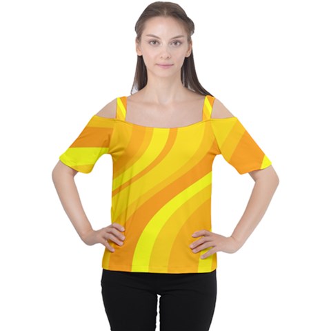 Orange Yellow Background Women s Cutout Shoulder Tee by Amaryn4rt