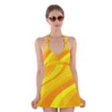 Orange Yellow Background Halter Swimsuit Dress View1