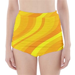 Orange Yellow Background High-waisted Bikini Bottoms by Amaryn4rt