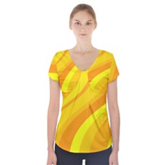 Orange Yellow Background Short Sleeve Front Detail Top