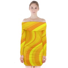 Orange Yellow Background Long Sleeve Off Shoulder Dress