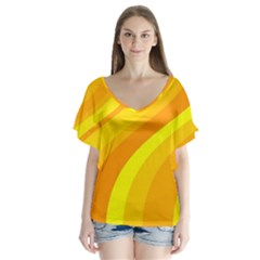 Orange Yellow Background Flutter Sleeve Top