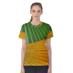 Pattern Colorful Palm Leaves Women s Cotton Tee