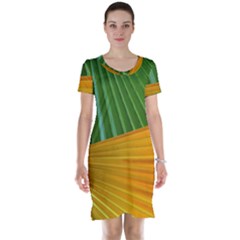 Pattern Colorful Palm Leaves Short Sleeve Nightdress