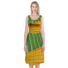 Pattern Colorful Palm Leaves Midi Sleeveless Dress