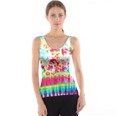 Pattern Decorated Schoolbus Tie Dye Tank Top