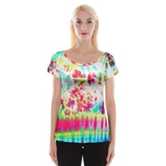 Pattern Decorated Schoolbus Tie Dye Women s Cap Sleeve Top by Amaryn4rt