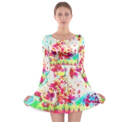 Pattern Decorated Schoolbus Tie Dye Long Sleeve Skater Dress by Amaryn4rt