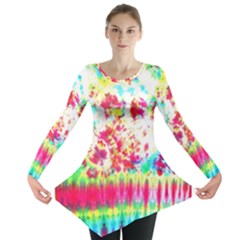 Pattern Decorated Schoolbus Tie Dye Long Sleeve Tunic 