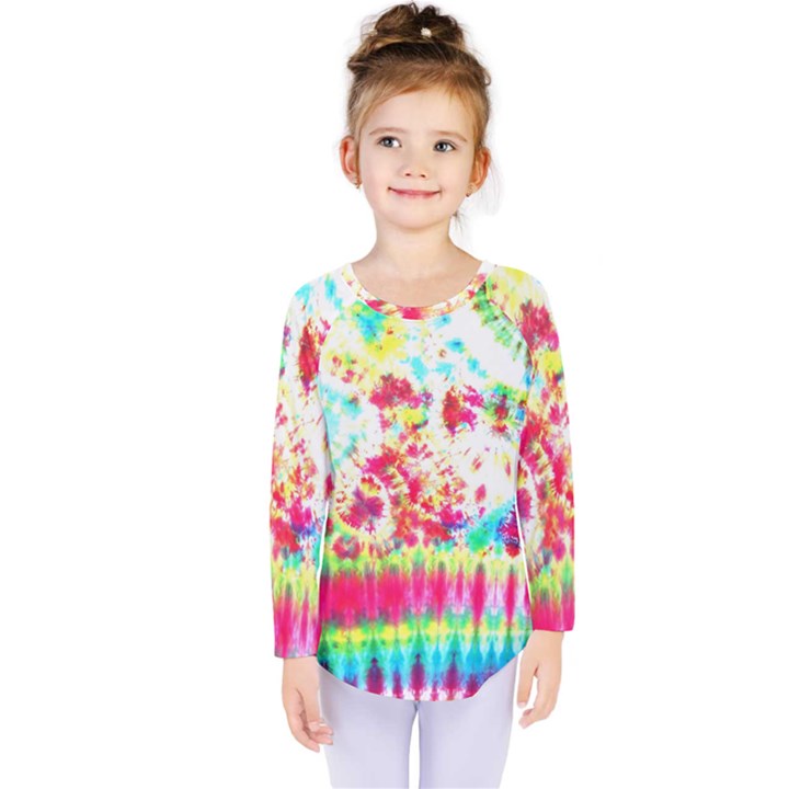 Pattern Decorated Schoolbus Tie Dye Kids  Long Sleeve Tee