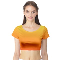 Rainbow Yellow Orange Background Short Sleeve Crop Top (tight Fit)