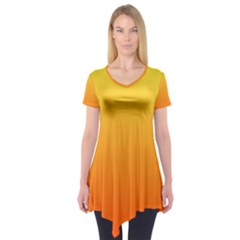 Rainbow Yellow Orange Background Short Sleeve Tunic 