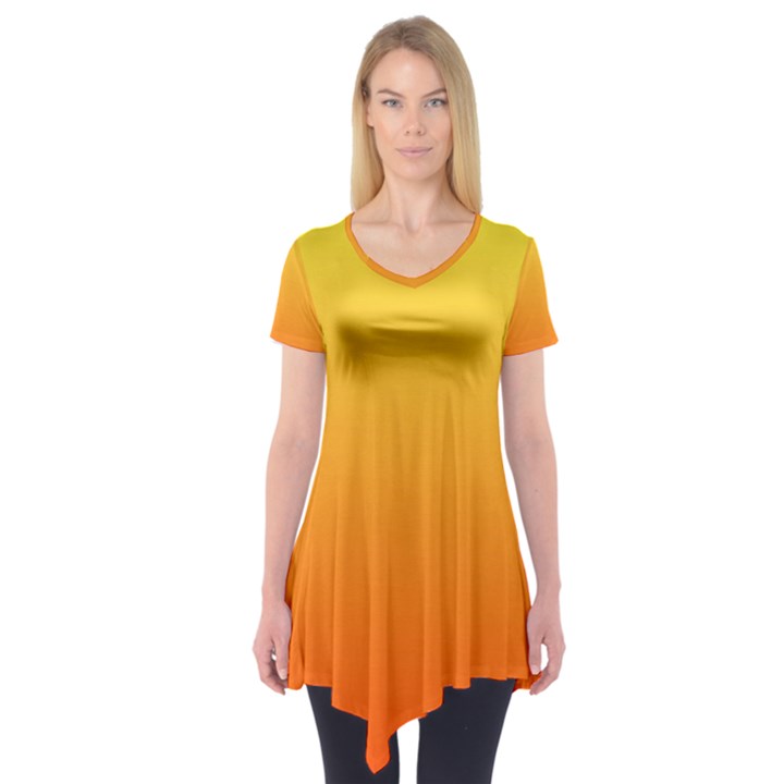 Rainbow Yellow Orange Background Short Sleeve Tunic 