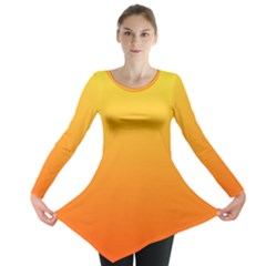 Rainbow Yellow Orange Background Long Sleeve Tunic  by Amaryn4rt