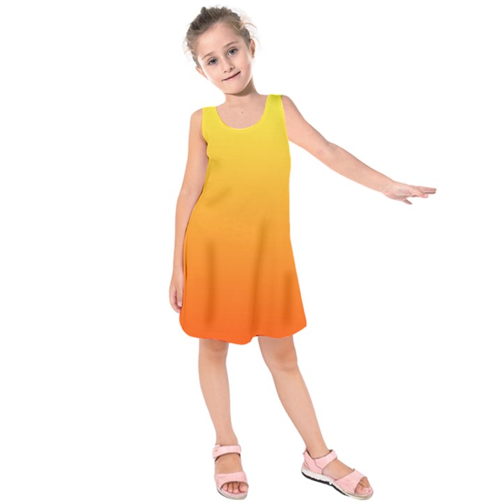 Rainbow Yellow Orange Background Kids  Sleeveless Dress