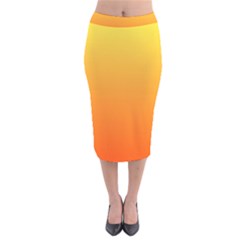 Rainbow Yellow Orange Background Velvet Midi Pencil Skirt