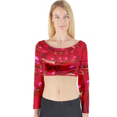 Red Abstract Cherry Balls Pattern Long Sleeve Crop Top