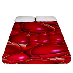 Red Abstract Cherry Balls Pattern Fitted Sheet (california King Size) by Amaryn4rt