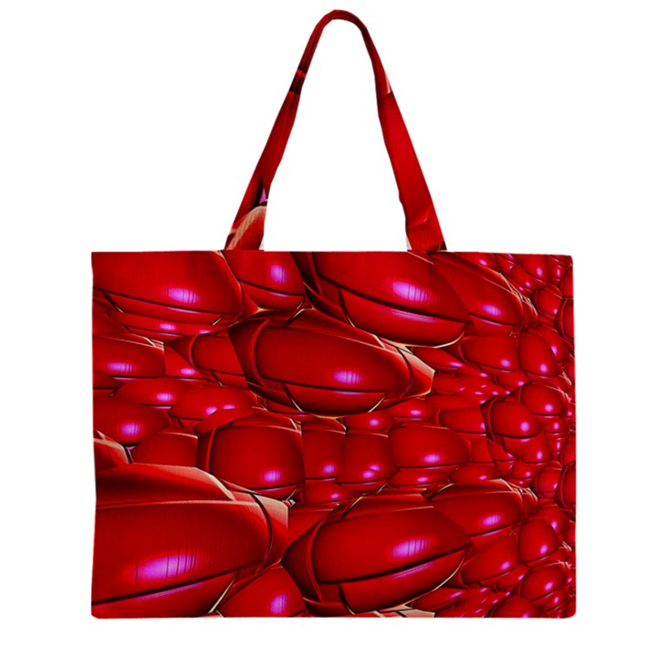 Red Abstract Cherry Balls Pattern Zipper Mini Tote Bag