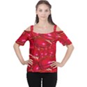 Red Abstract Cherry Balls Pattern Women s Cutout Shoulder Tee View1