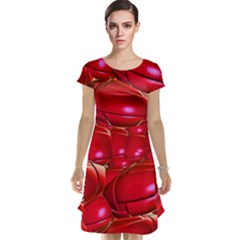 Red Abstract Cherry Balls Pattern Cap Sleeve Nightdress