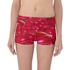 Red Abstract Cherry Balls Pattern Reversible Bikini Bottoms