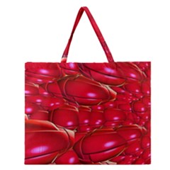 Red Abstract Cherry Balls Pattern Zipper Large Tote Bag by Amaryn4rt