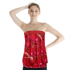 Red Abstract Cherry Balls Pattern Strapless Top