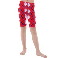 Red Bee Hive Kids  Mid Length Swim Shorts