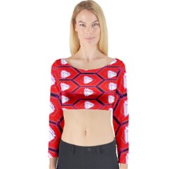 Red Bee Hive Long Sleeve Crop Top