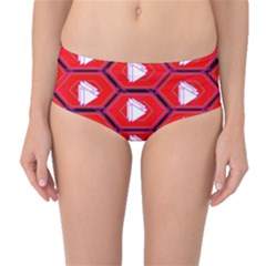 Red Bee Hive Mid-waist Bikini Bottoms