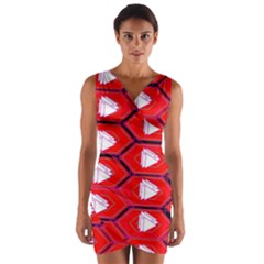 Red Bee Hive Wrap Front Bodycon Dress