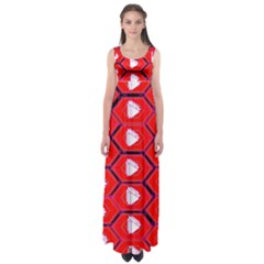 Red Bee Hive Empire Waist Maxi Dress