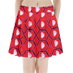 Red Bee Hive Pleated Mini Skirt