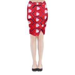 Red Bee Hive Midi Wrap Pencil Skirt