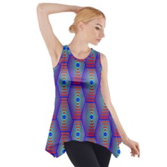 Red Blue Bee Hive Side Drop Tank Tunic